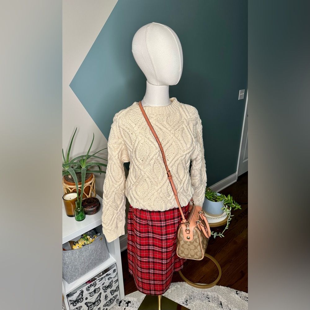 Vintage J.G. Hook Red Plaid Tartan Mini Skirt 90s Wool Blend USA Made Size 10P - Picture 3 of 12